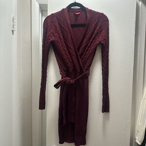 Guess Burgundy Long Sleeve Dress